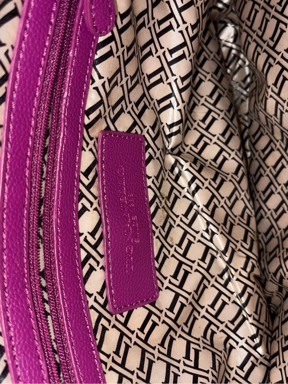 Fuchsia pebbled leather tote